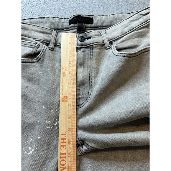Forever 21 Jeans Mens 31x32 Gray Skinny Distressed Ripped Paint Splatter Stretch - Picture 10 of 14